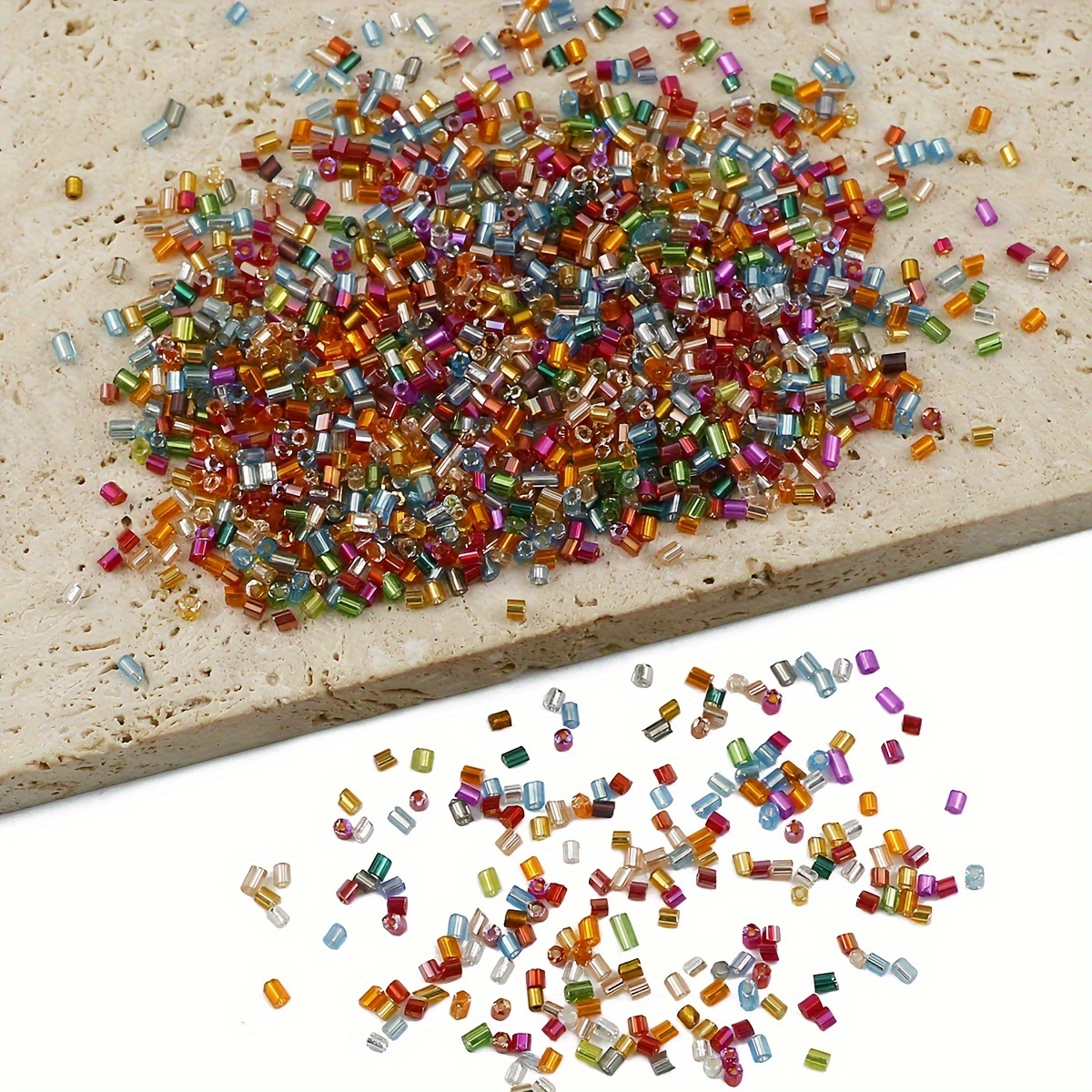 800pcs 2mm Multicolor Glass Tube Beads for DIY Jewelry Making